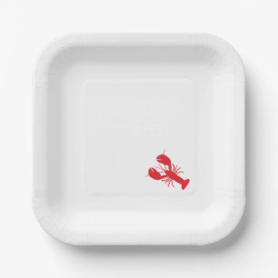 Red Lobster Bake Coastal Beach Ocean Maine Fun Paper Plate