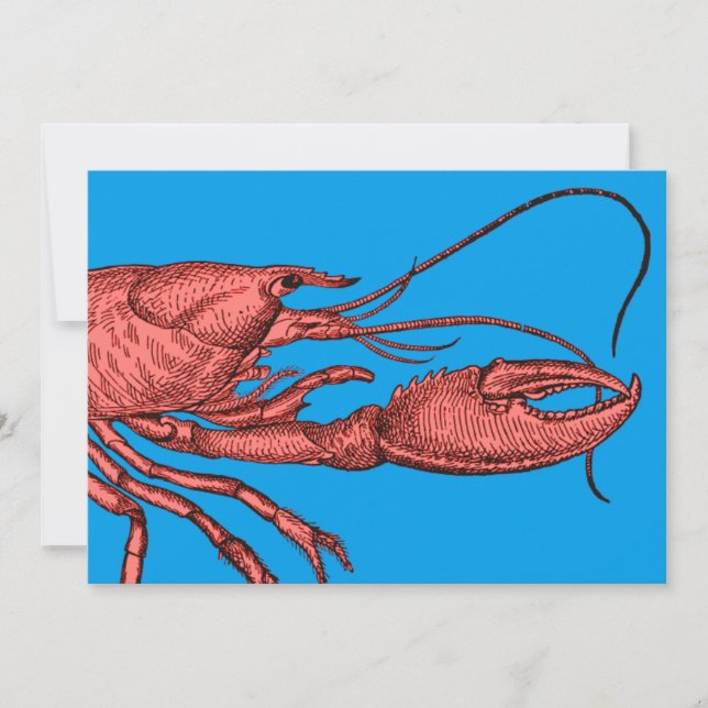 Red Lobster Clambake Card Invitation Vintage Image (Front)
