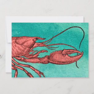 Red Lobster Clambake Card Invitation Vintage Image