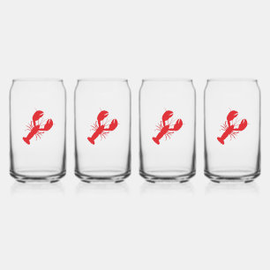 Red Lobster Coastal Beach Ocean Maine Fun Can Glass