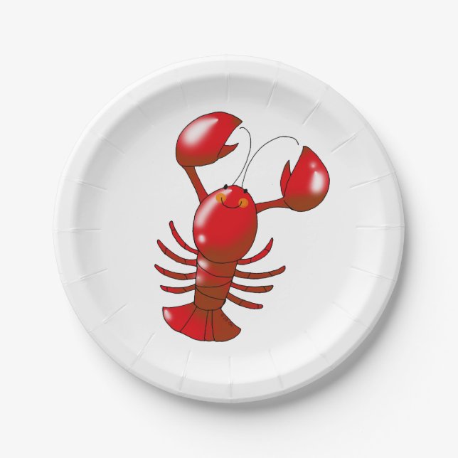 Red Lobster Coastal Party Design Paper Plate (Front)