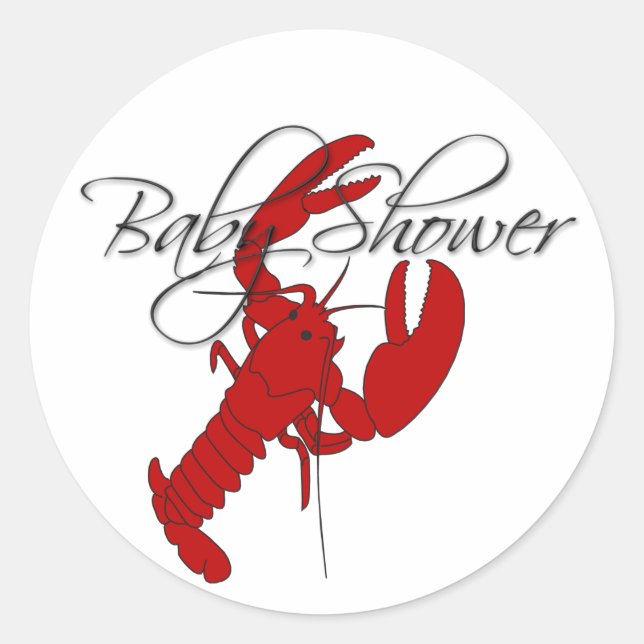 Red Lobster Crawfish Baby Shower Classic Round Sticker (Front)