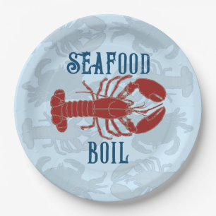 Red Lobster Crustaceans Seafood Paper Plate