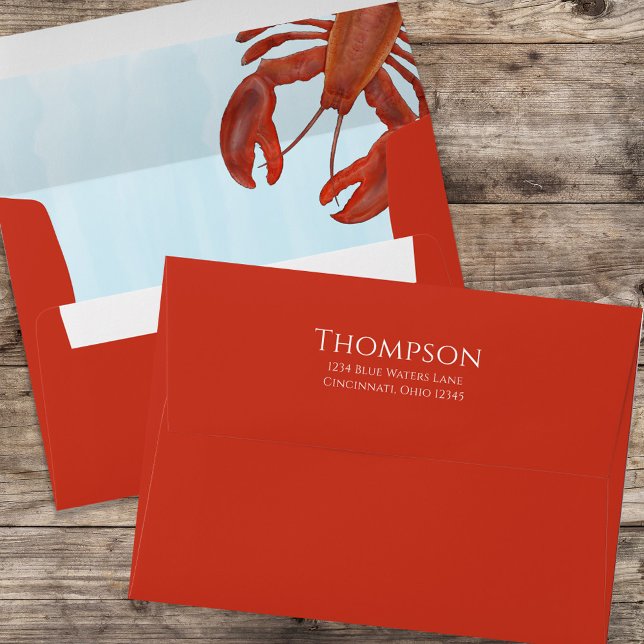 Red Lobster Ocean Return Address Custom Envelope (Creator Uploaded)