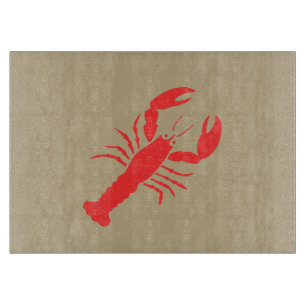 red lobster  on khaki   cutting board