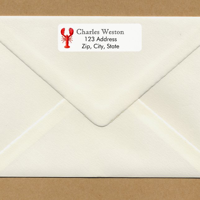 Red lobster on white return address (Creator Uploaded)
