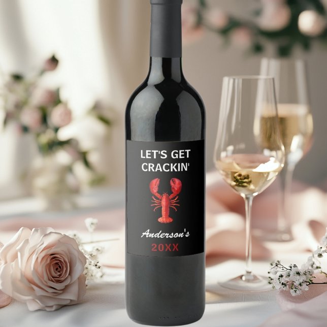 Red lobster party quote name black wine label (Creator Uploaded)