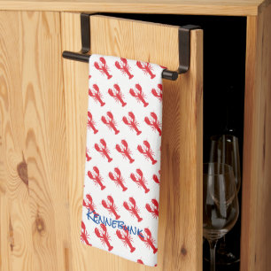 Red Lobster Pattern Coastal Beach Ocean LOCATION Kitchen Towel