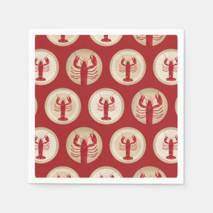 Red Lobster Pattern - Nautical Ocean Seafood Napkin