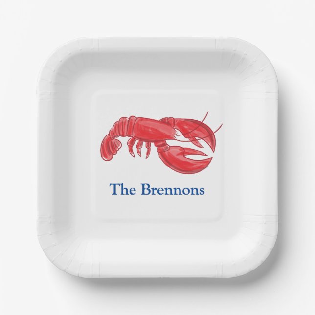 Red Lobster Personalized Party Paper Plate (Front)