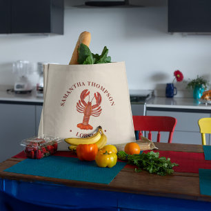 Red Lobster Seafood Grocery Personalized Large Tote Bag