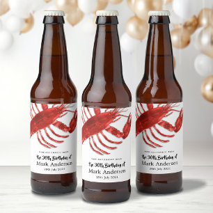 Red Lobster Themed Birthday Party Celebration  Beer Bottle Label