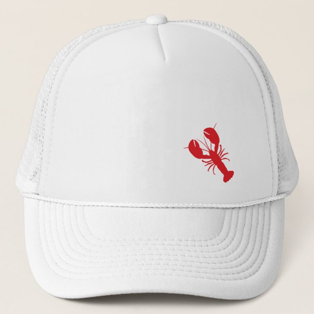 Red Lobster White Hat Preppy Coastal Fun (Front)