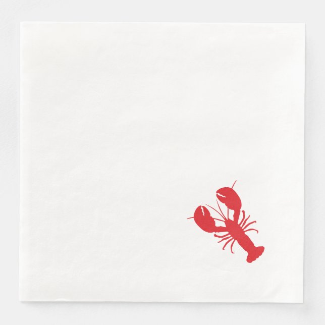 Red Lobster White Preppy Coastal Simple Fun Napkin (Front)