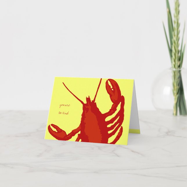 Red Lobster Yellow Custom Thank You Note Card (Front)