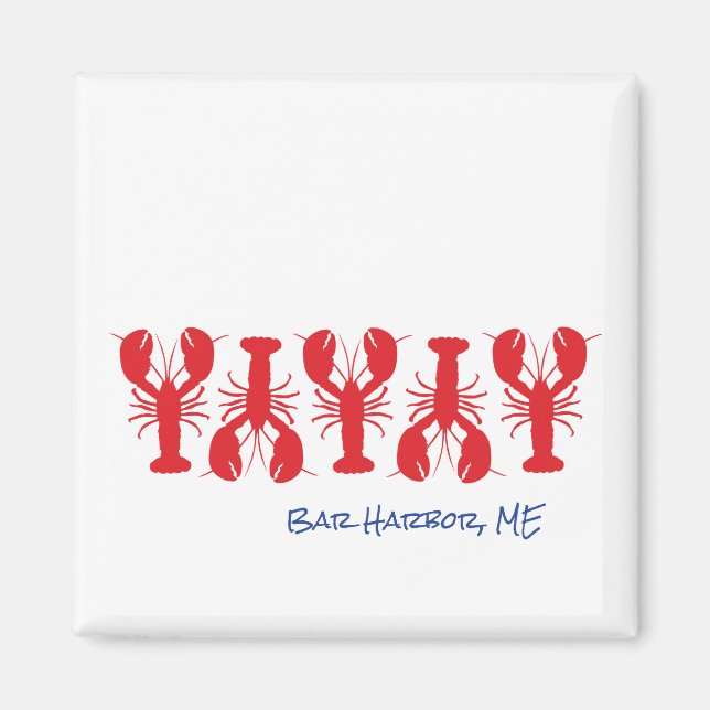 Red Lobsters Blue Custom Location White Preppy Magnet (Front)