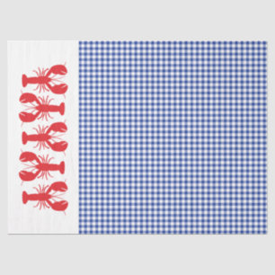Red Lobsters Blue White Gingham Coastal Party Tissue Paper
