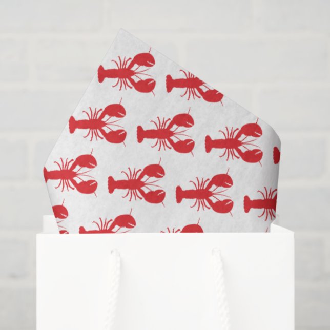 Red Lobsters White Gift Wrap Preppy Maine Fun Tissue Paper (Gift Bag)