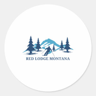 Red Lodge Montana Ski Resort Skiing Skier Classic Round Sticker