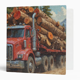 Red Logging Truck in the Mountains Binder
