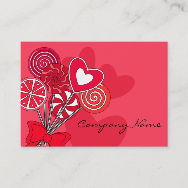 Red Lollipop Candy Shop Bakery Business Card (Front)