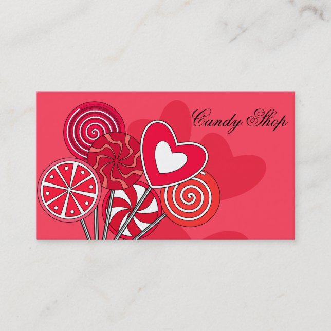Red Lollipop Candy Shop Bakery Carte de visite (Devant)