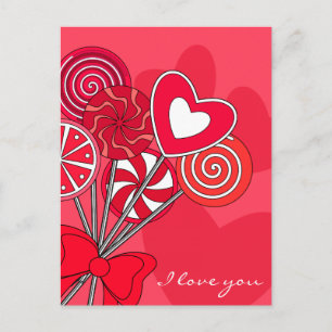 Red lollipop postcard