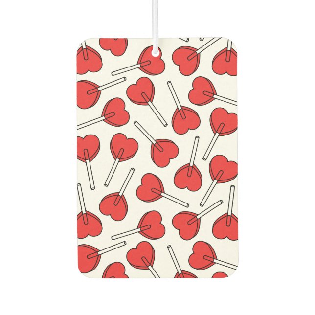 Red Lollipops, Heart Lollipops, Lollipop Pattern Air Freshener (Front)