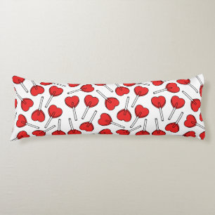Red Lollipops, Heart Lollipops, Lollipop Pattern Body Pillow