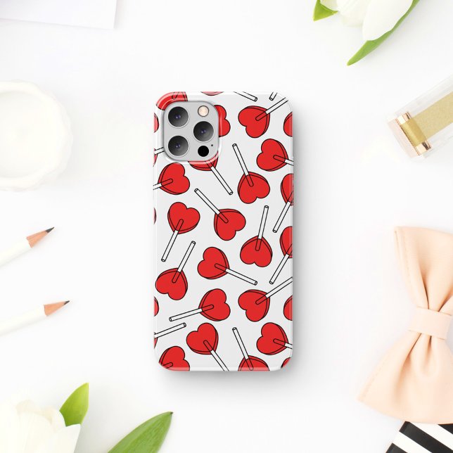 Red Lollipops, Heart Lollipops, Lollipop Pattern Case-Mate iPhone Case (Creator Uploaded)
