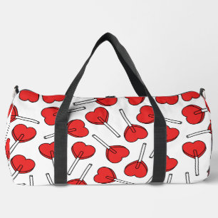 Red Lollipops, Heart Lollipops, Lollipop Pattern Duffle Bag