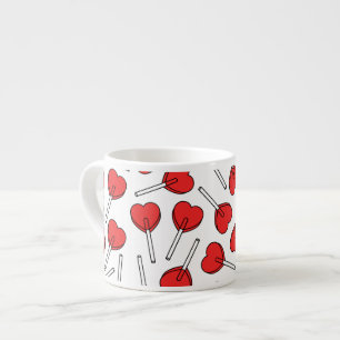 Red Lollipops, Heart Lollipops, Lollipop Pattern Espresso Cup