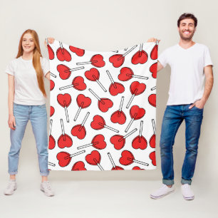 Red Lollipops, Heart Lollipops, Lollipop Pattern Fleece Blanket