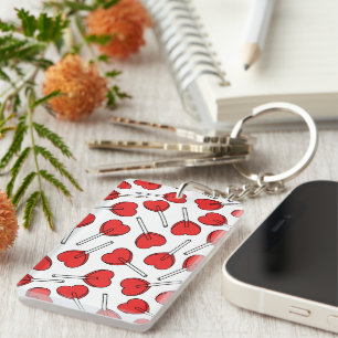 Red Lollipops, Heart Lollipops, Lollipop Pattern Keychain
