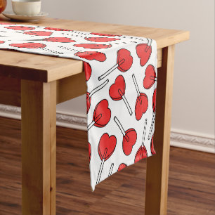 Red Lollipops, Heart Lollipops, Lollipop Pattern Medium Table Runner