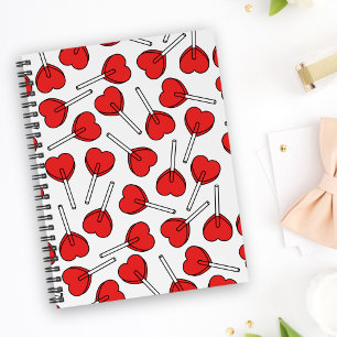 Red Lollipops, Heart Lollipops, Lollipop Pattern Notebook