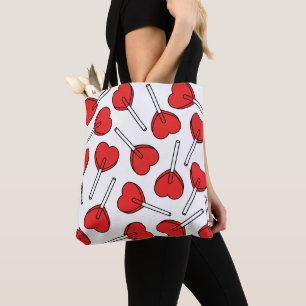 Red Lollipops, Heart Lollipops, Lollipop Pattern Tote Bag