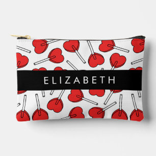 Red Lollipops, Heart Lollipops, Lolly, Your Name Accessory Pouch