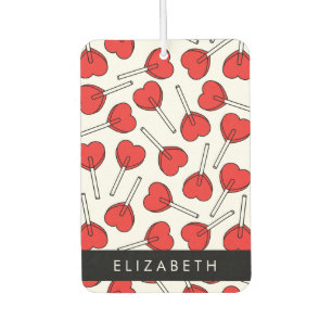 Red Lollipops, Heart Lollipops, Lolly, Your Name Air Freshener