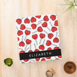Red Lollipops, Heart Lollipops, Lolly, Your Name Binder