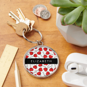 Red Lollipops, Heart Lollipops, Lolly, Your Name Keychain