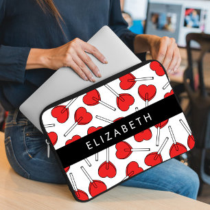 Red Lollipops, Heart Lollipops, Lolly, Your Name Laptop Sleeve