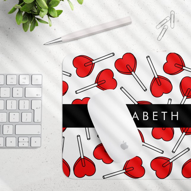 Red Lollipops, Heart Lollipops, Lolly, Your Name Mouse Pad (Creator Uploaded)