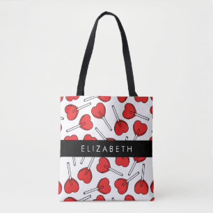 Red Lollipops, Heart Lollipops, Lolly, Your Name Tote Bag