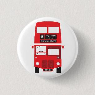 Red London Bus Badge 1 Inch Round Button