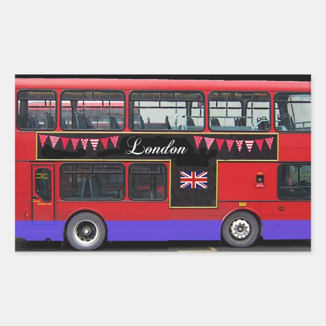 Red London Bus Double Decker Sticker (Front)