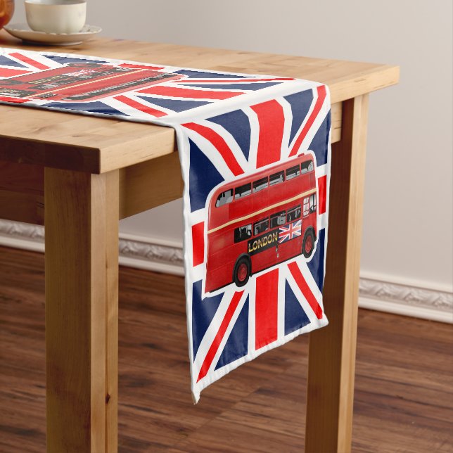 Red London Bus Themed Short Table Runner (In Situ)