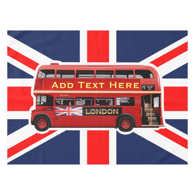 Red London Bus Themed Tablecloth (Front (Horizontal))