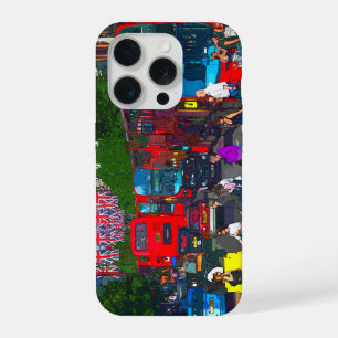 Red London buses on Oxford Street London iPhone 15 Pro Case