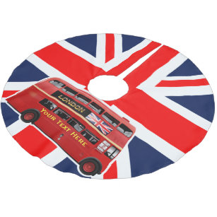 Red London Double Decker Bus Brushed Polyester Tree Skirt